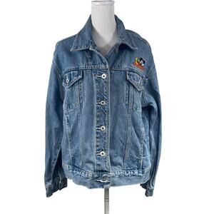 VTG 90s Y2K Mickey Unlimited Trucker Jean Jacket Sz XL Embroidered Disney Mouse